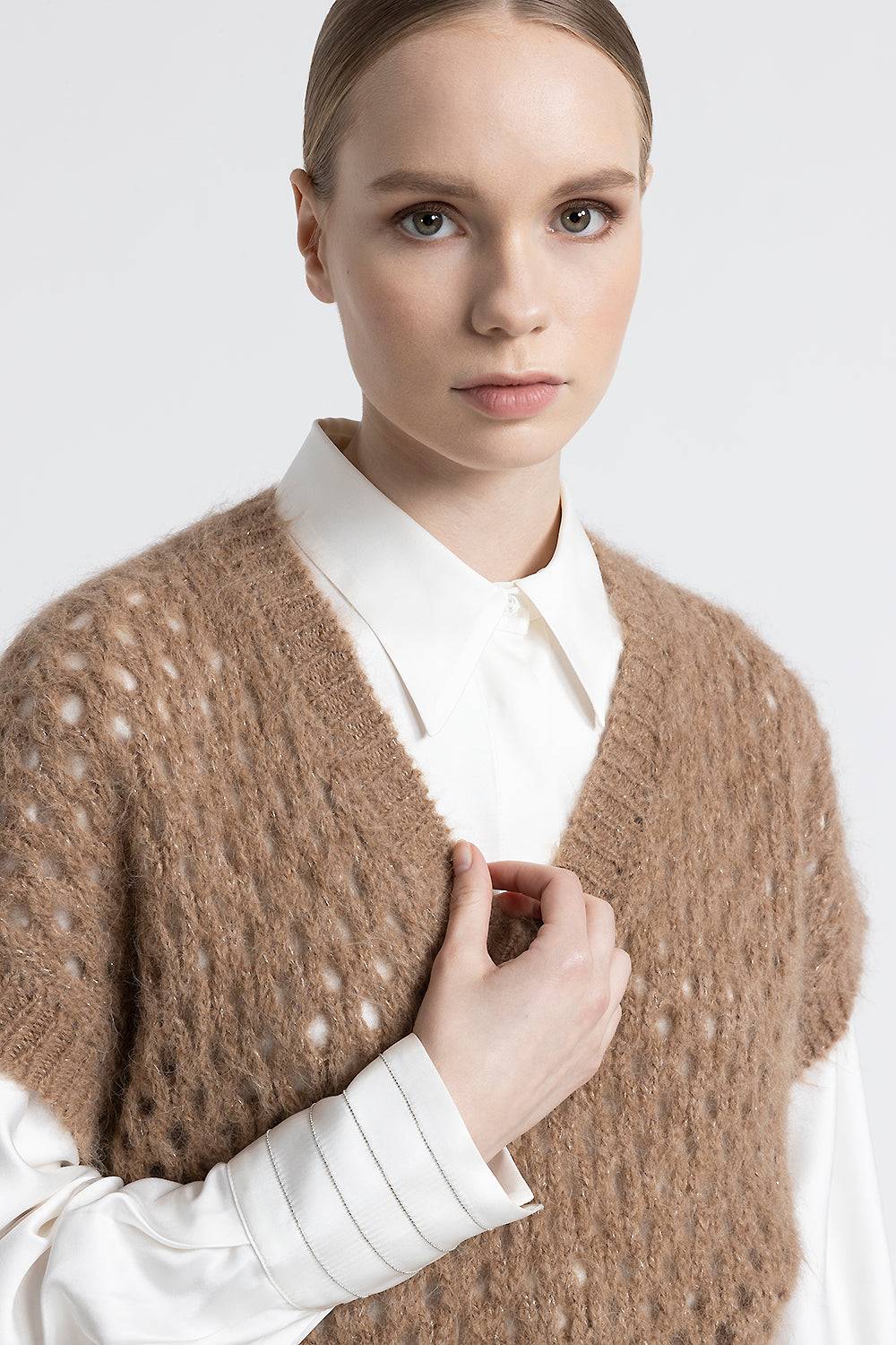 Peserico Gilet scollo a V in alpaca, mohair e lurex Latest fashion