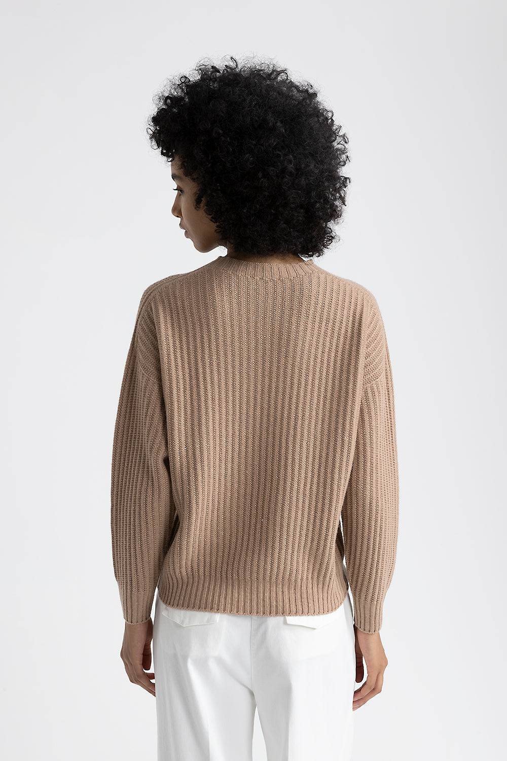 Peserico Maglia girocollo in lana, seta e cashmere con lurex Online Outlet