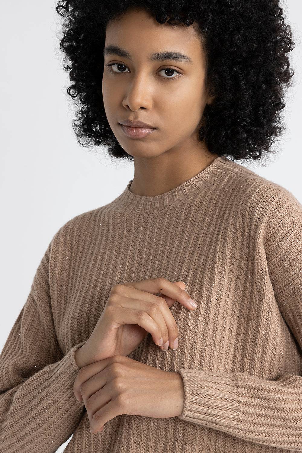 Peserico Maglia girocollo in lana, seta e cashmere con lurex Online Outlet