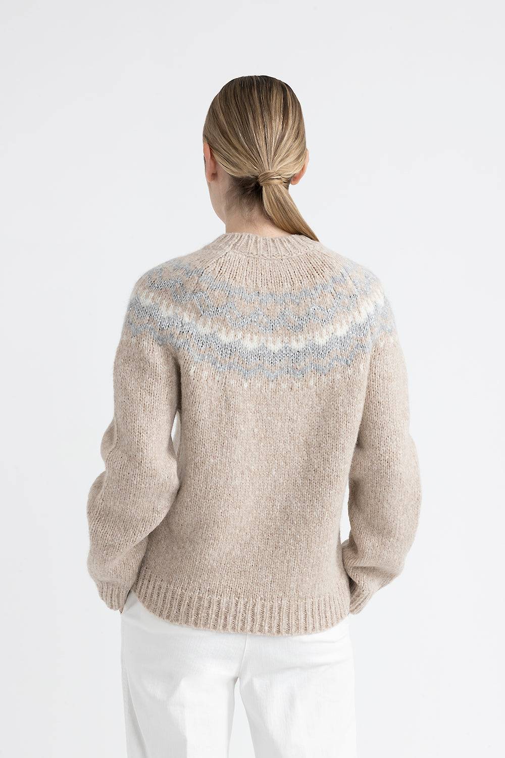 Peserico Maglia jacquard in lana e alpaca con micropaillettes Offerte esclusive