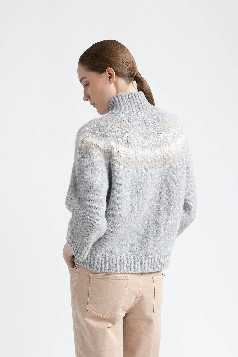 Peserico Maglia collo alto jacquard in alpaca, lana e micropaillettes Lightning offer
