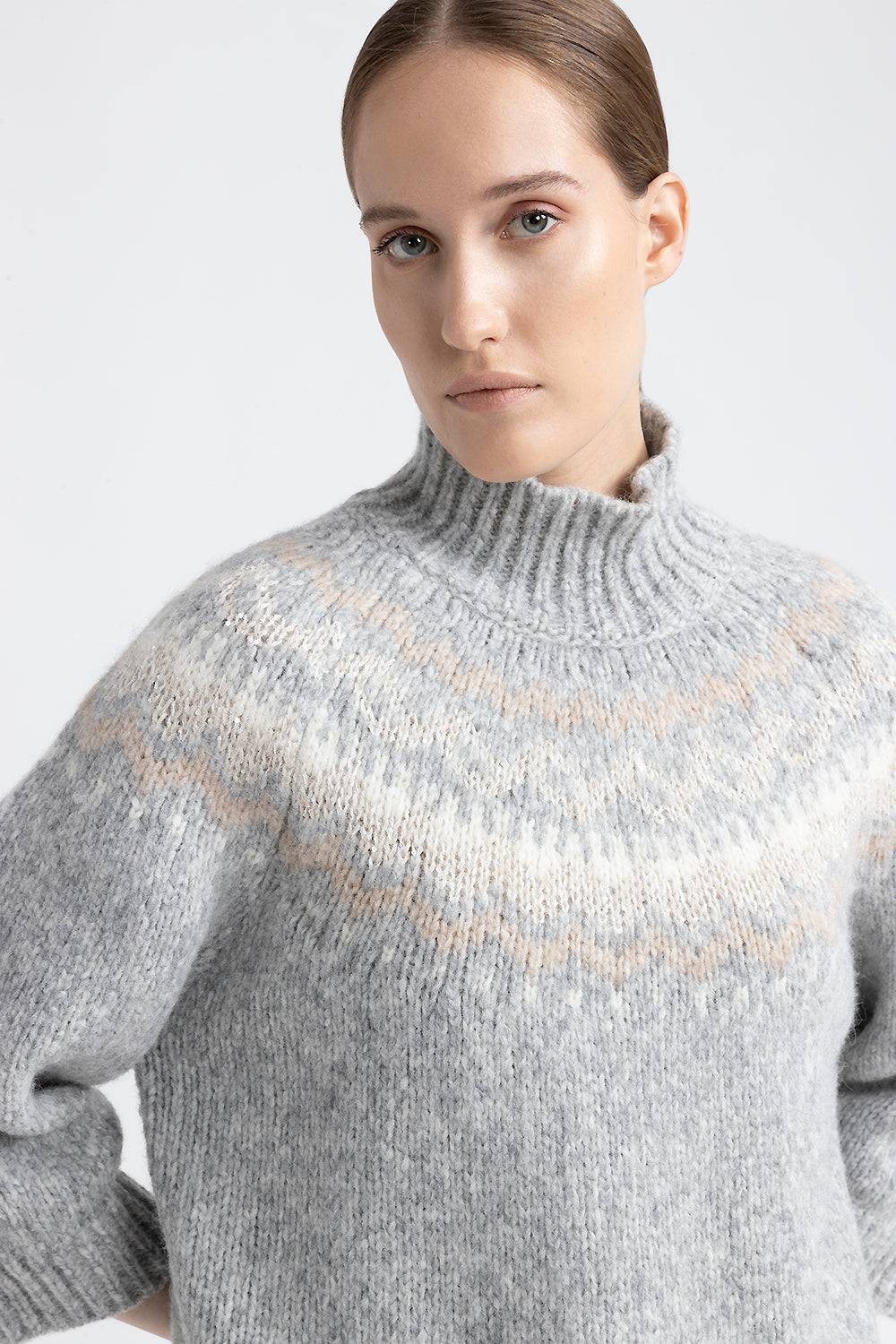 Peserico Maglia collo alto jacquard in alpaca, lana e micropaillettes Lightning offer