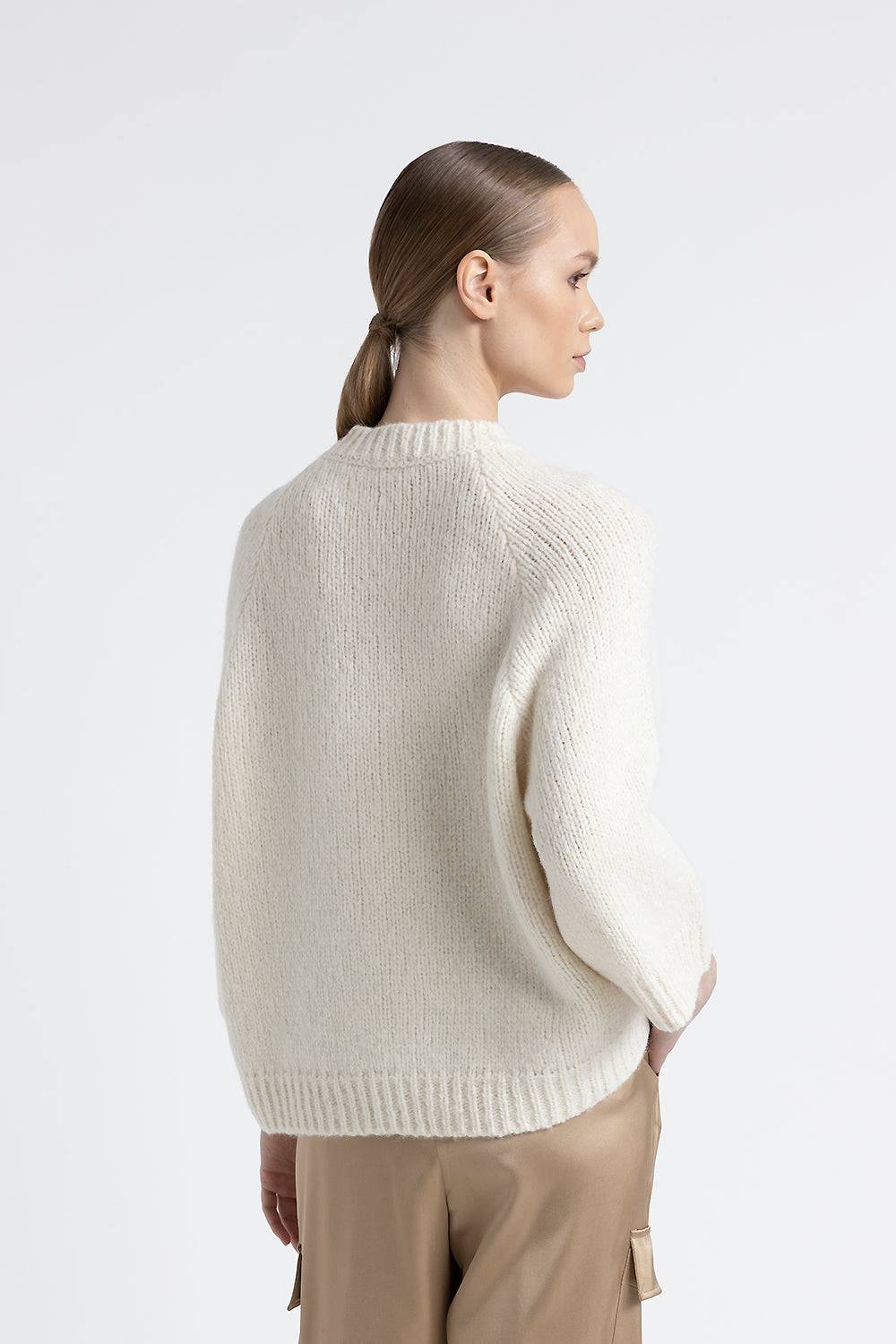 Peserico Maglia crop con ricamo in alpaca e lana Offerte stagionali
