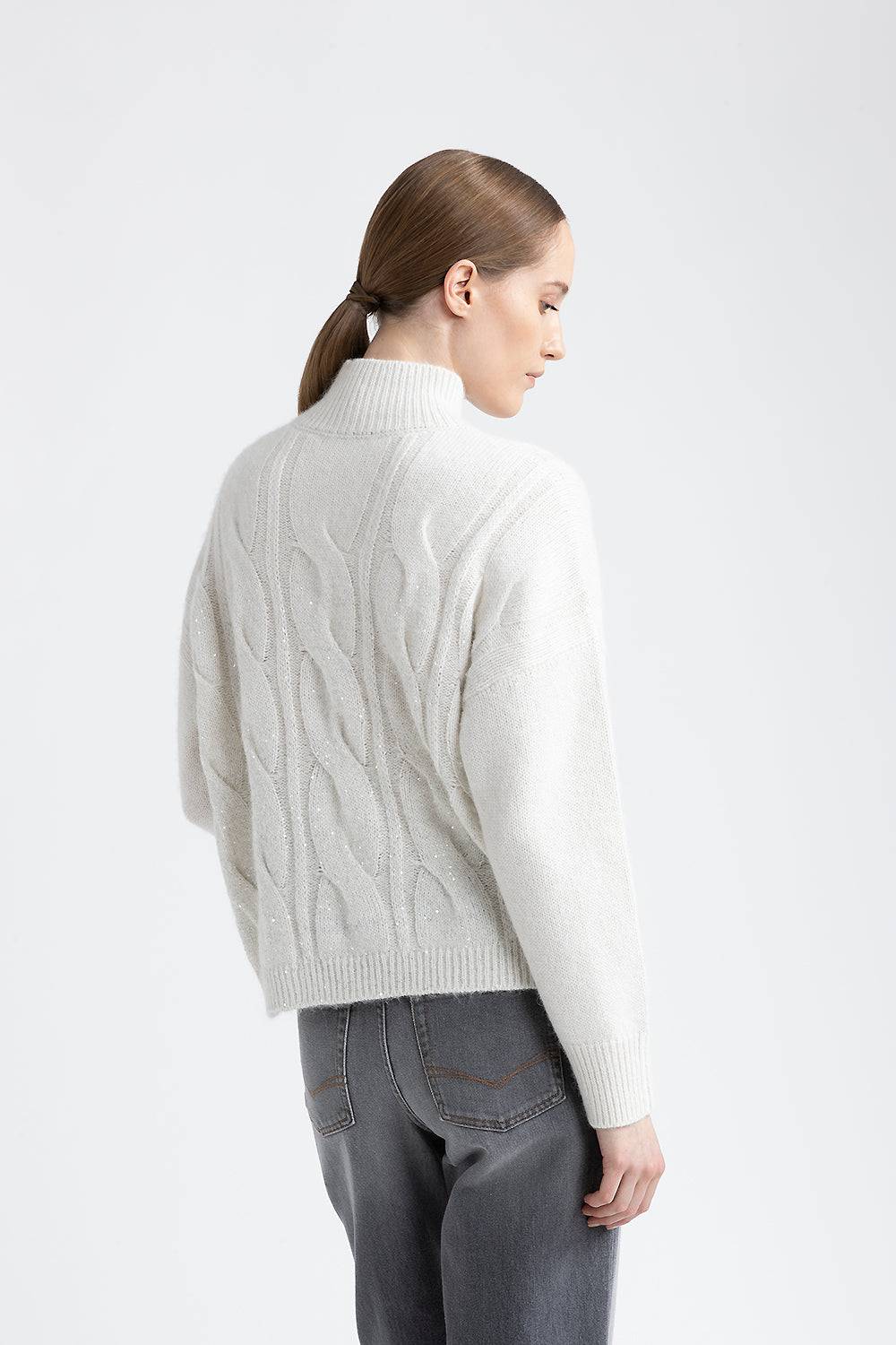Peserico Maglia a coste e trecce in lana, seta, cashmere Offerte giornaliere