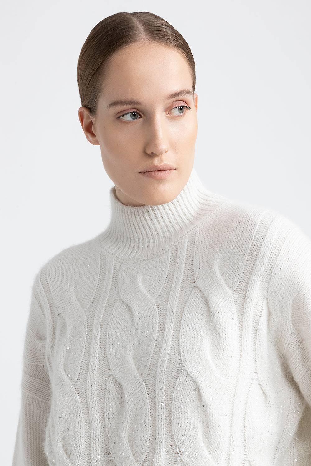 Peserico Maglia a coste e trecce in lana, seta, cashmere Offerte giornaliere