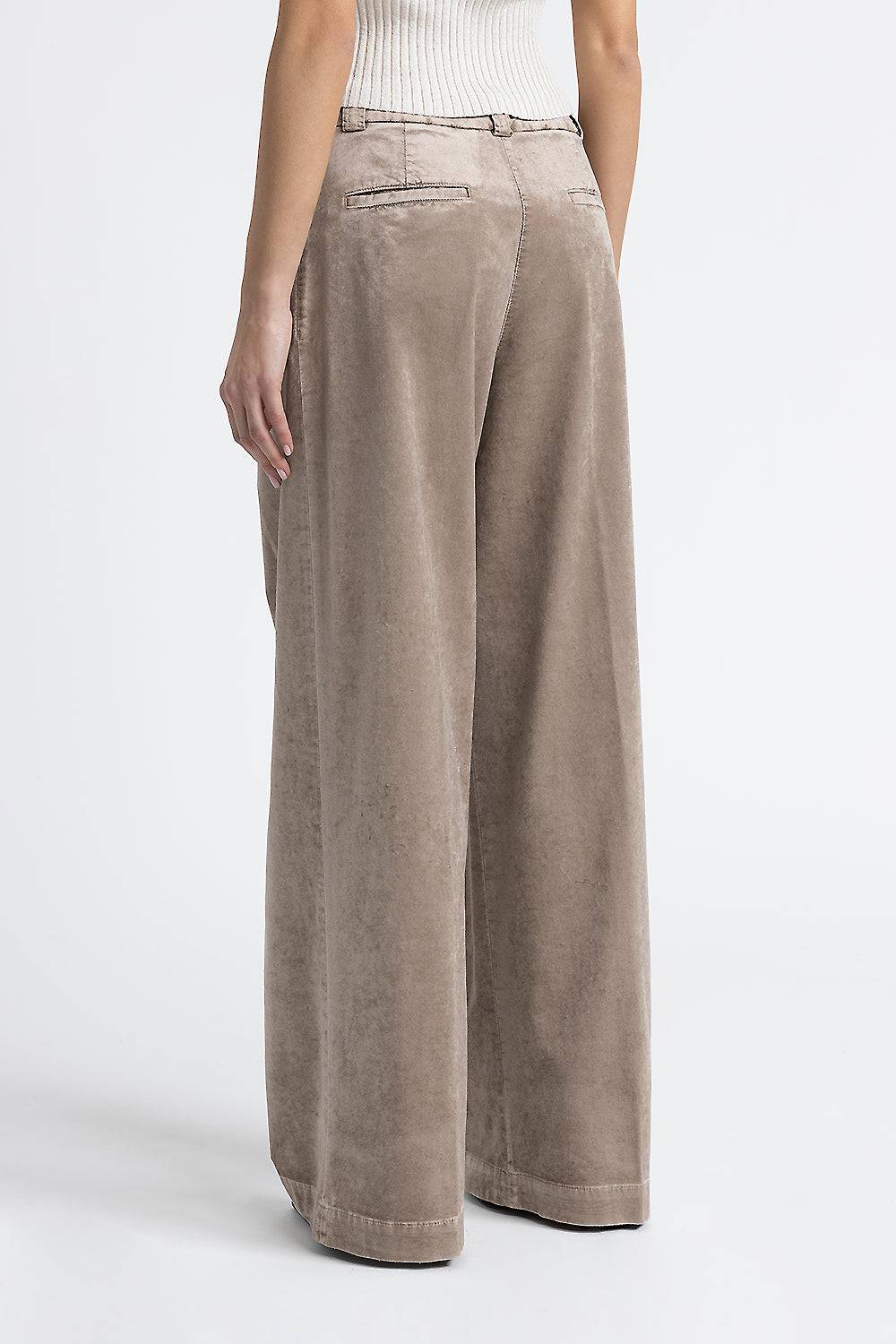 Peserico Pantalone palazzo con pince in velluto a coste Officina
