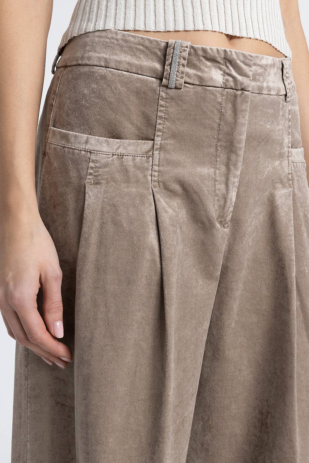 Peserico Pantalone palazzo con pince in velluto a coste Officina