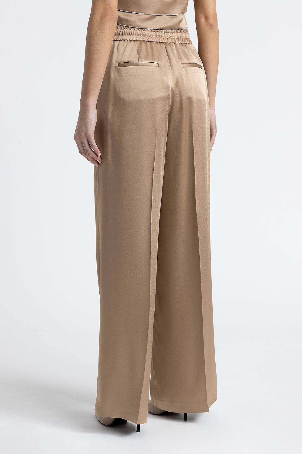 Peserico Pantalone palazzo satinato con Punto Luce Esporta salva