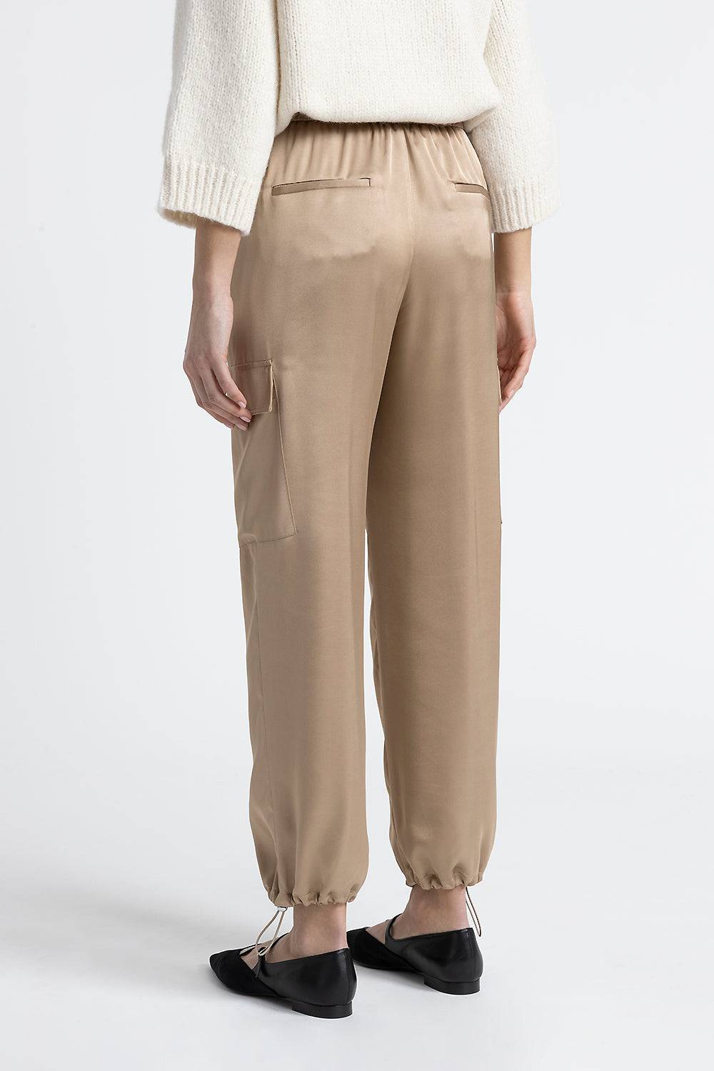 Peserico Pantalone cargo baggy in raso di viscosa Black Friday Prezzi