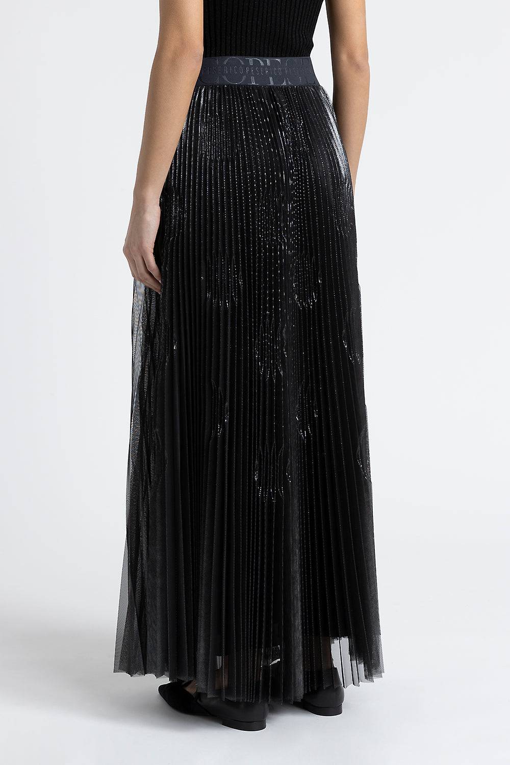 Peserico Gonna lunga in plissé soleil di tulle laminato Offerta speciale