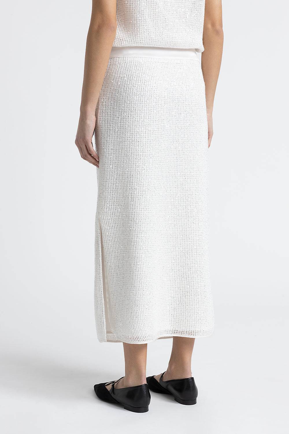 Peserico Gonna lunga in rete di lana, mohair e seta con paillettes Flash Sale