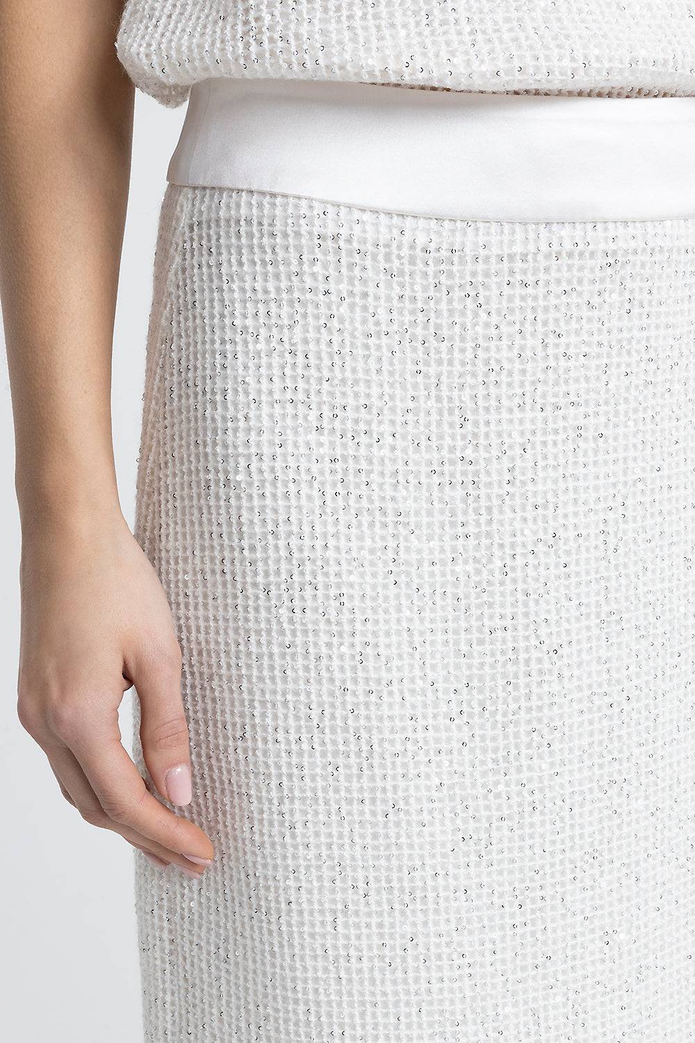 Peserico Gonna lunga in rete di lana, mohair e seta con paillettes Flash Sale