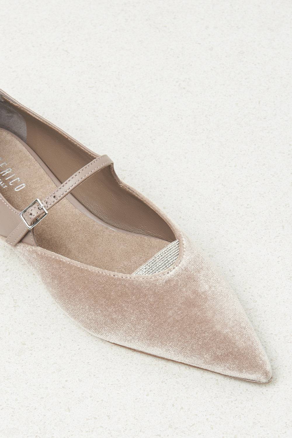 Peserico Ballerina flat in velluto e pelle Black Friday