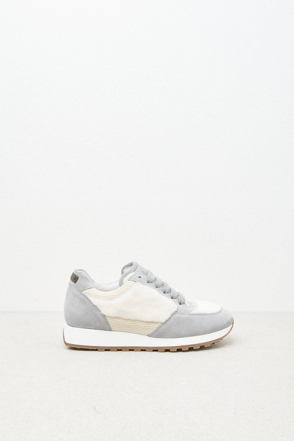 Peserico Sneakers in vera pelle e eco-pelliccia Offerta temporanea