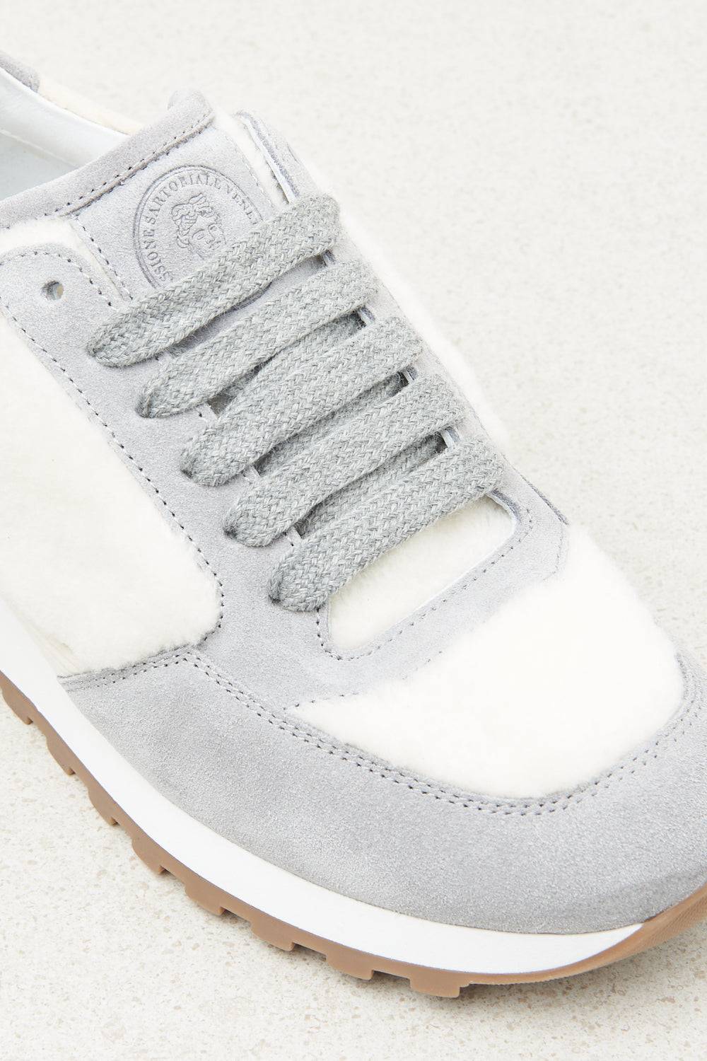 Peserico Sneakers in vera pelle e eco-pelliccia Offerta temporanea