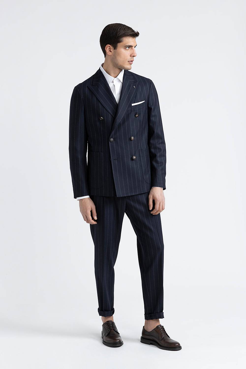 Peserico Blazer doppiopetto in lana gessata Liquidazione