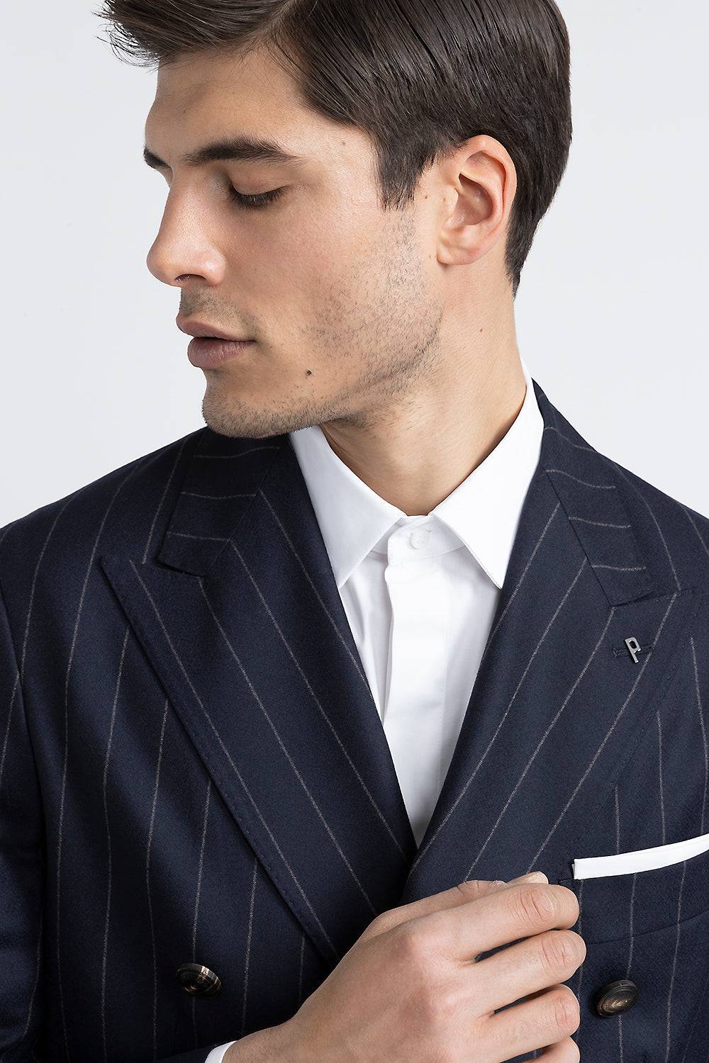 Peserico Blazer doppiopetto in lana gessata Liquidazione