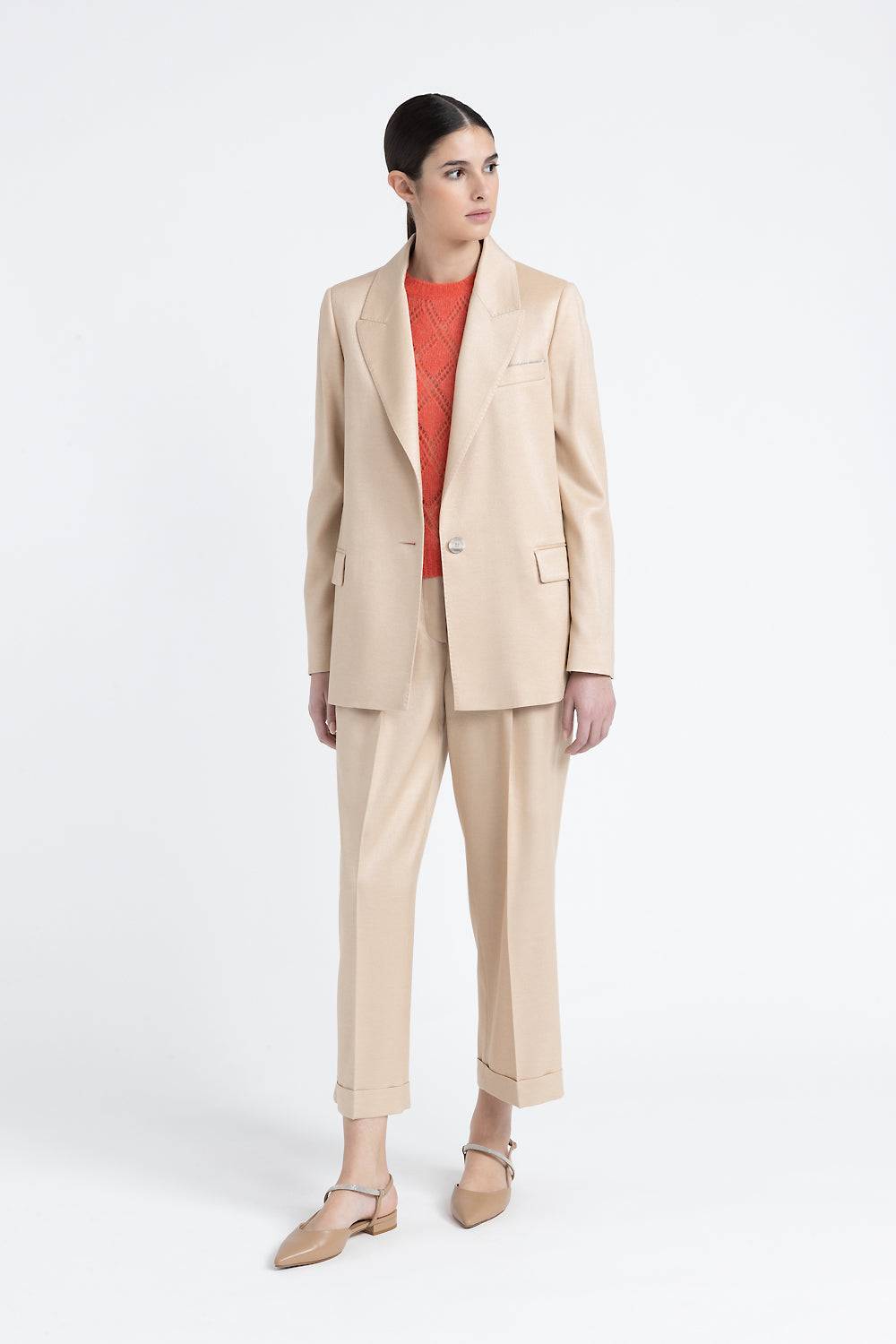 Peserico Blazer monopetto in flanella jaspé di lana e viscosa lucida Discount Store per i nuovi prodotti