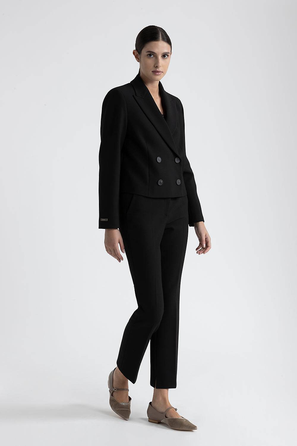 Peserico Blazer doppiopetto crop in viscosa e cotone Solo un giorno rimasto