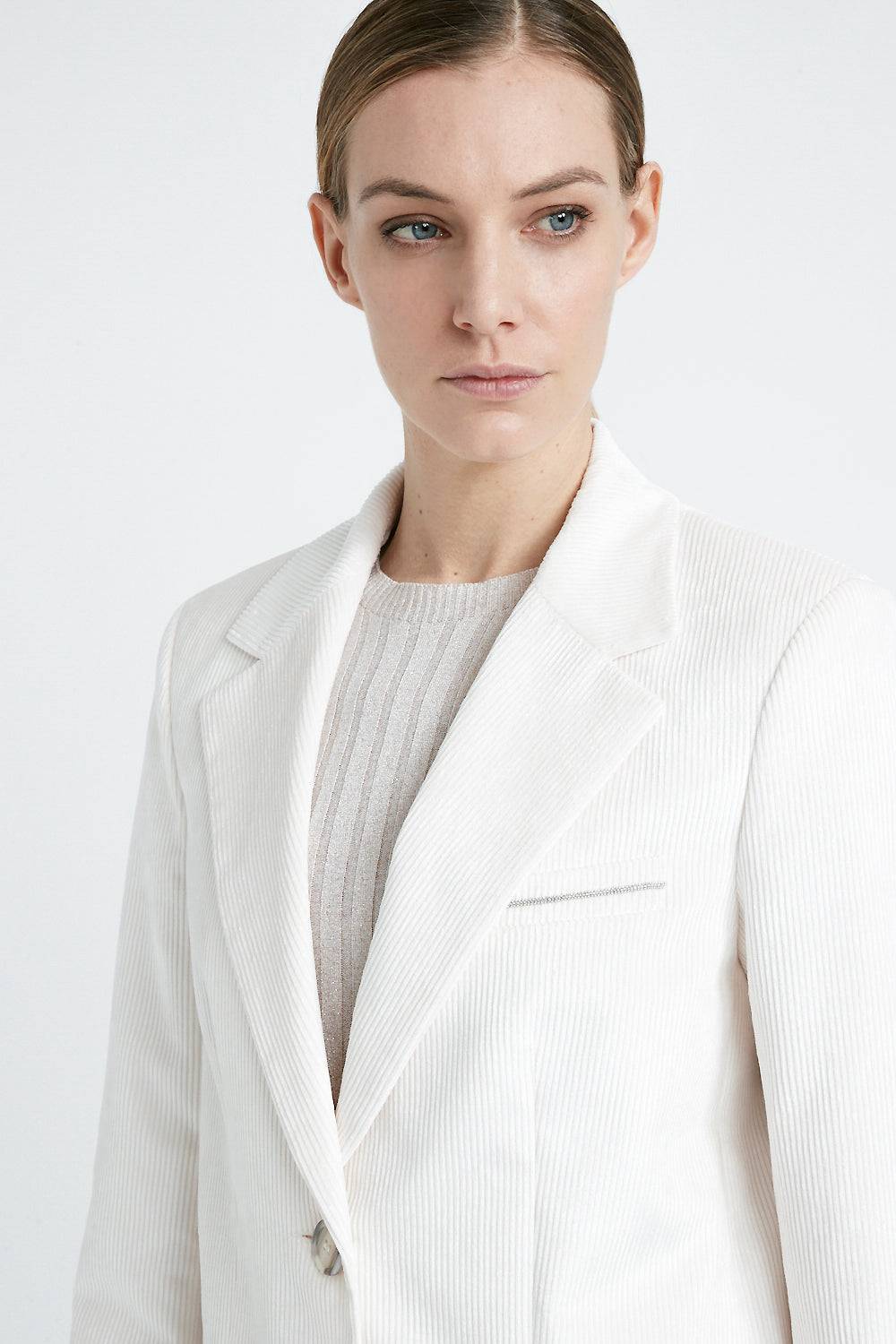 Peserico Blazer monopetto in velluto 1000 righe di cotone e viscosa Super sconto