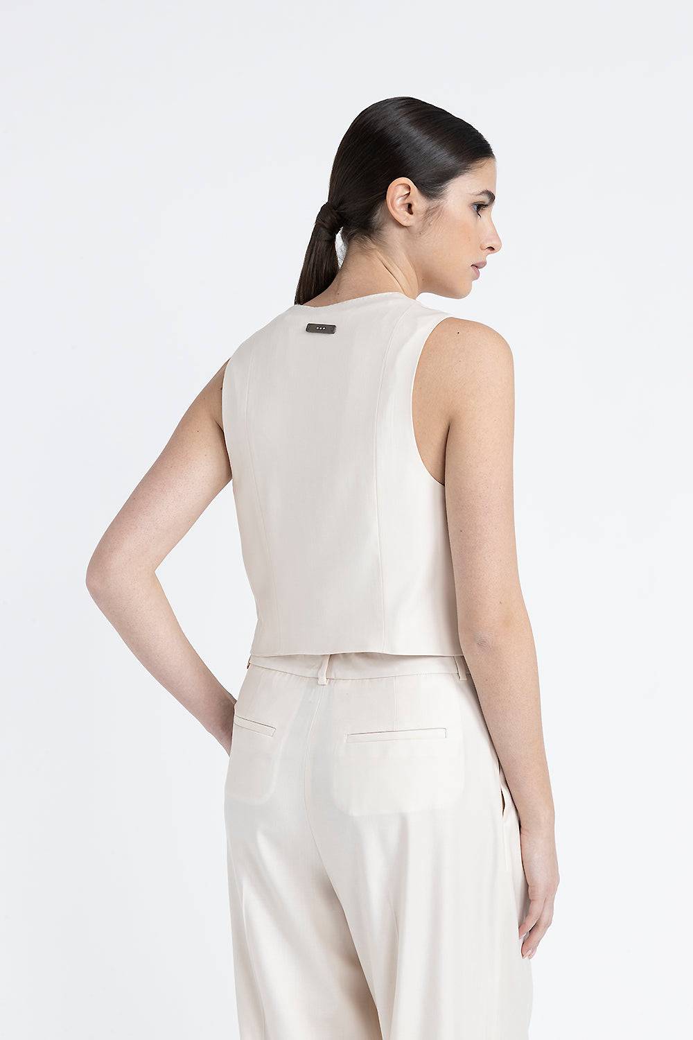 Peserico Gilet monopetto tre bottoni in twill di lana viscosa Enormi sconti