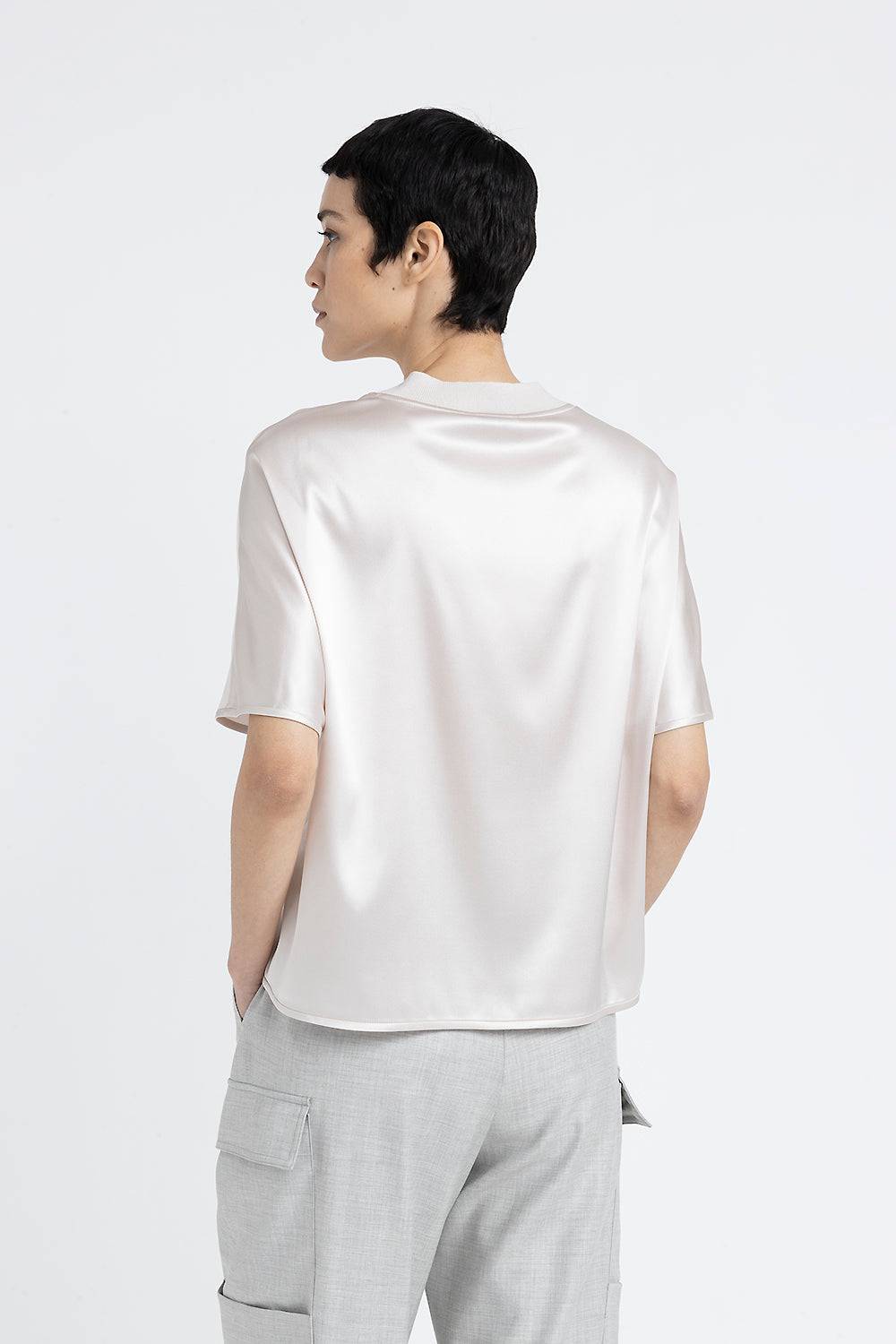 Peserico T-shirt girocollo in raso di seta 50% di sconto con spedizione gratuita