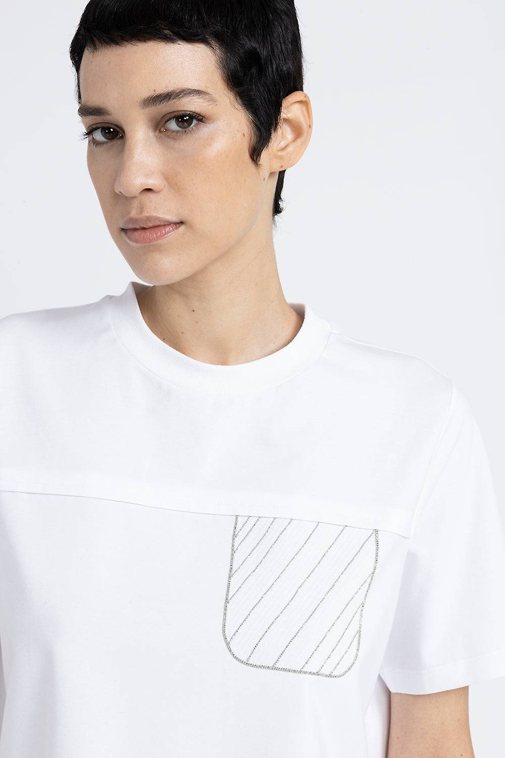 Peserico T-shirt in jersey di cotone con ricamo Limitato a 3 giorni