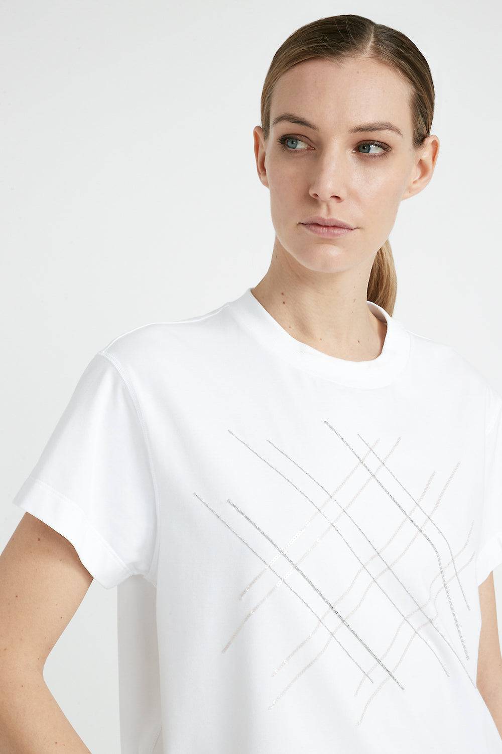 Peserico T-shirt in jersey di cotone con ricamo Esporta salva