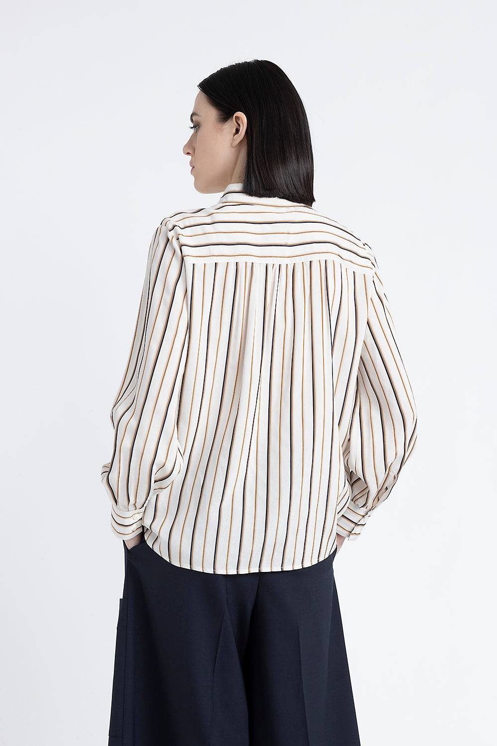 Peserico Camicia a righe in viscosa e seta Italia