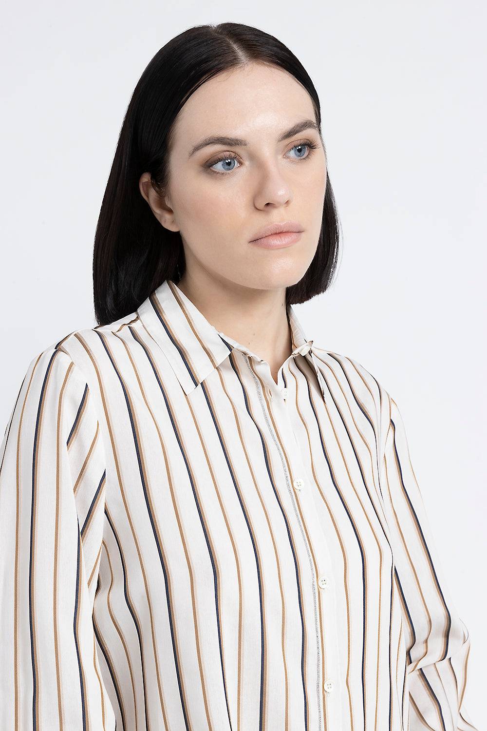 Peserico Camicia a righe in viscosa e seta Italia