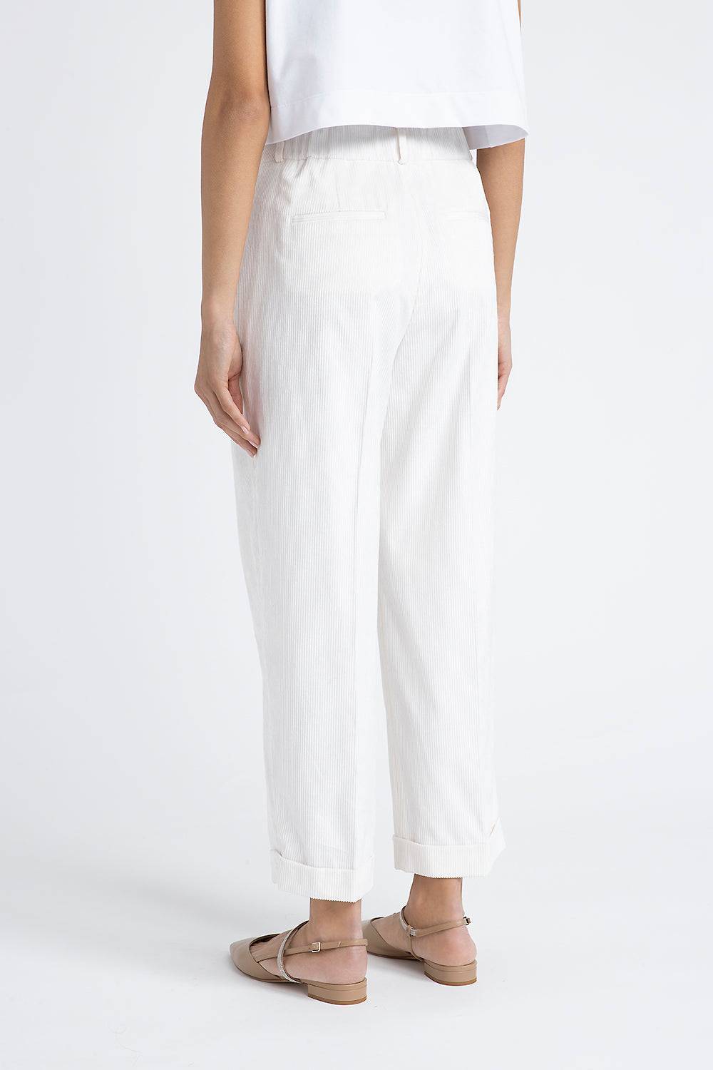 Peserico Pantalone carrot in velluto fluido 1000 righe Consegna Veloce