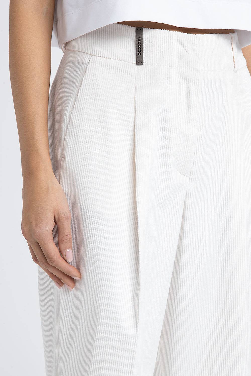 Peserico Pantalone carrot in velluto fluido 1000 righe Consegna Veloce