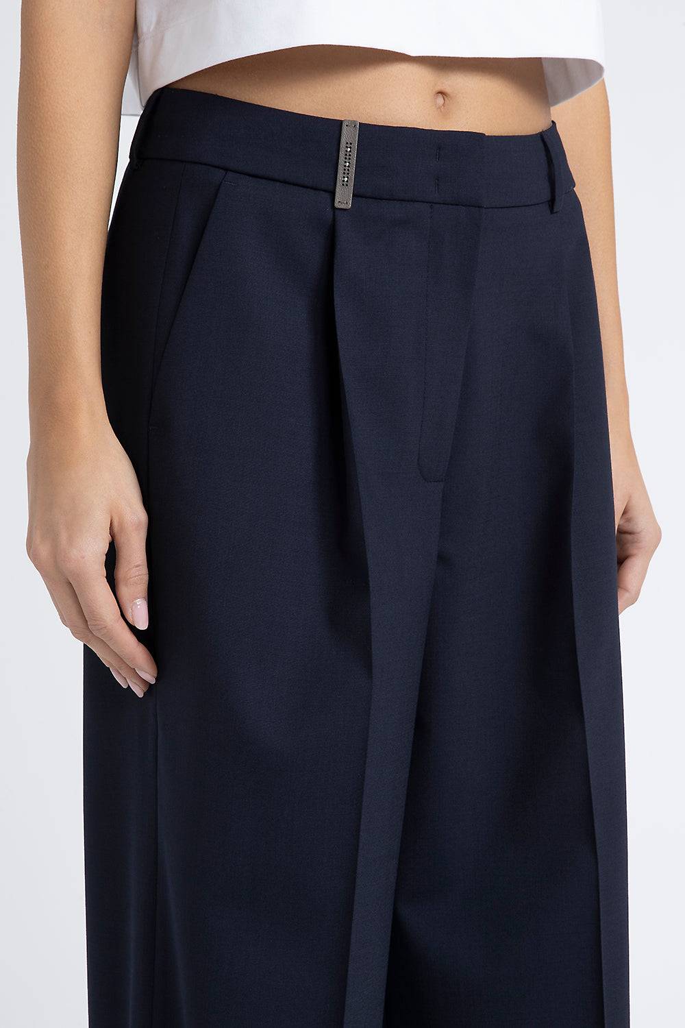 Peserico Pantalone palazzo in lana tecnica Prezzo Ridotto