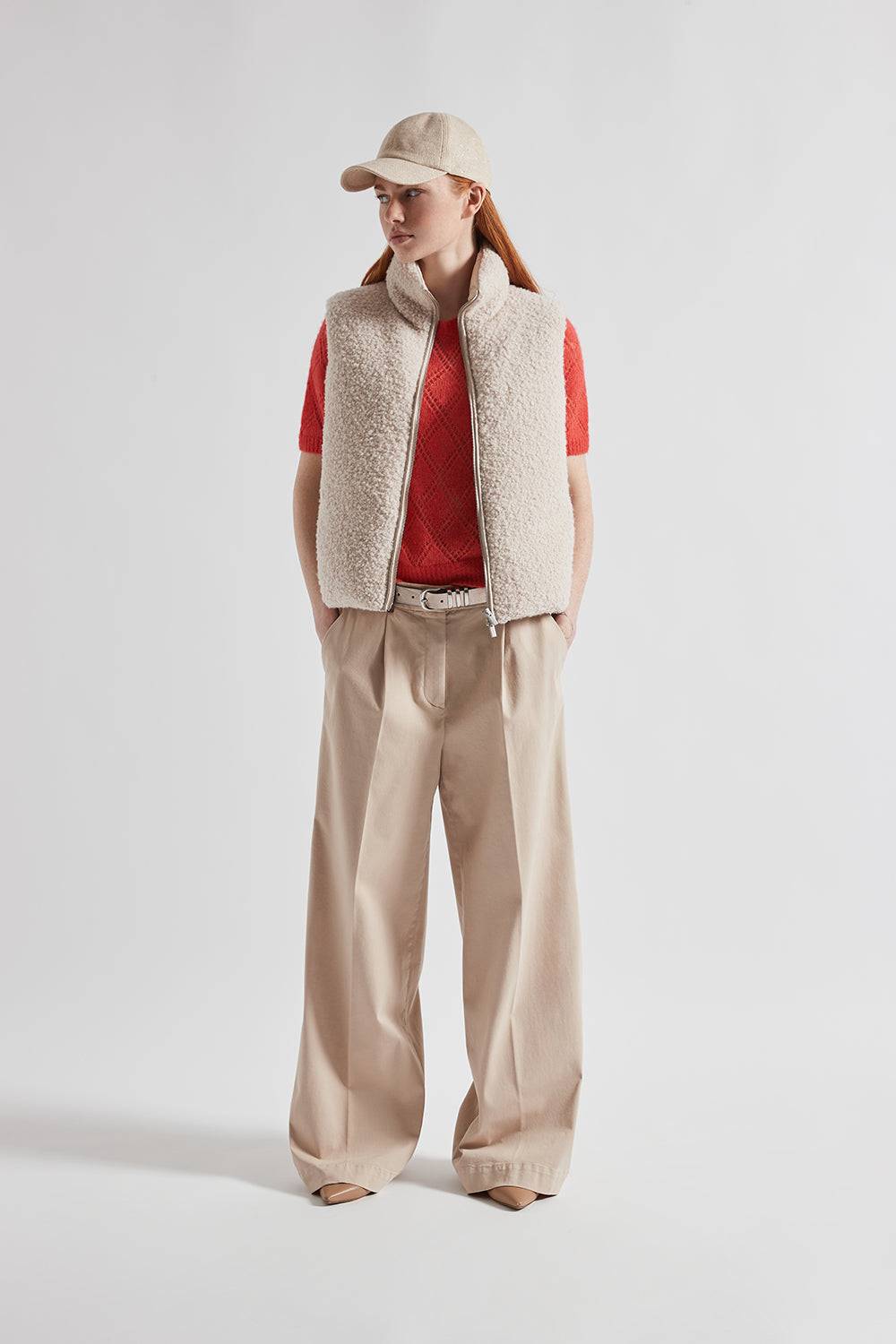 Peserico Pantalone gamba larga in gabardina di cotone Sottocosto