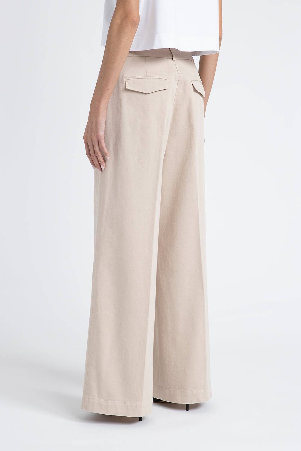 Peserico Pantalone gamba larga in gabardina di cotone Sottocosto