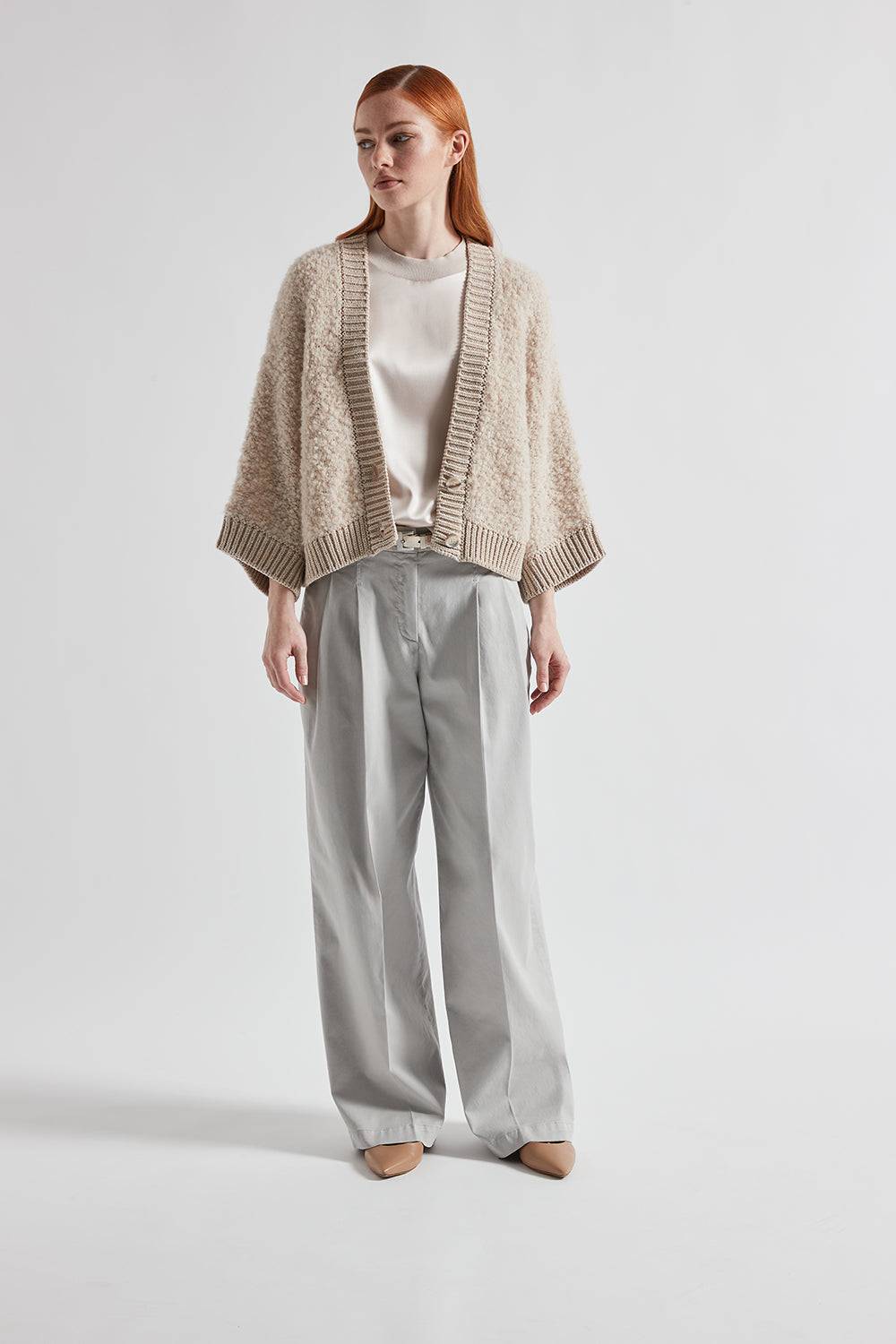 Peserico Pantalone con pieghe in gabardina di cotone seta e tencel Novità