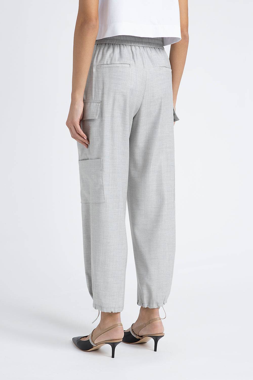 Peserico Pantalone baggy con tasche cargo in lana viscosa Presa