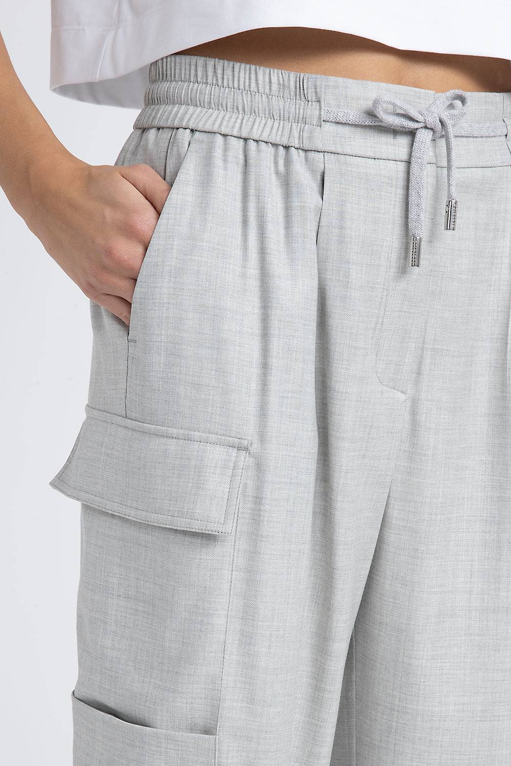 Peserico Pantalone baggy con tasche cargo in lana viscosa Presa
