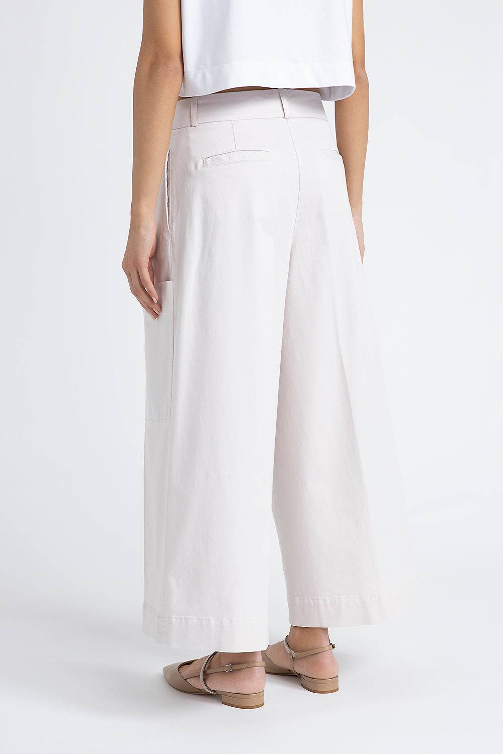 Peserico Pantalone gamba larga in gabardina di cotone seta tencel Sconto