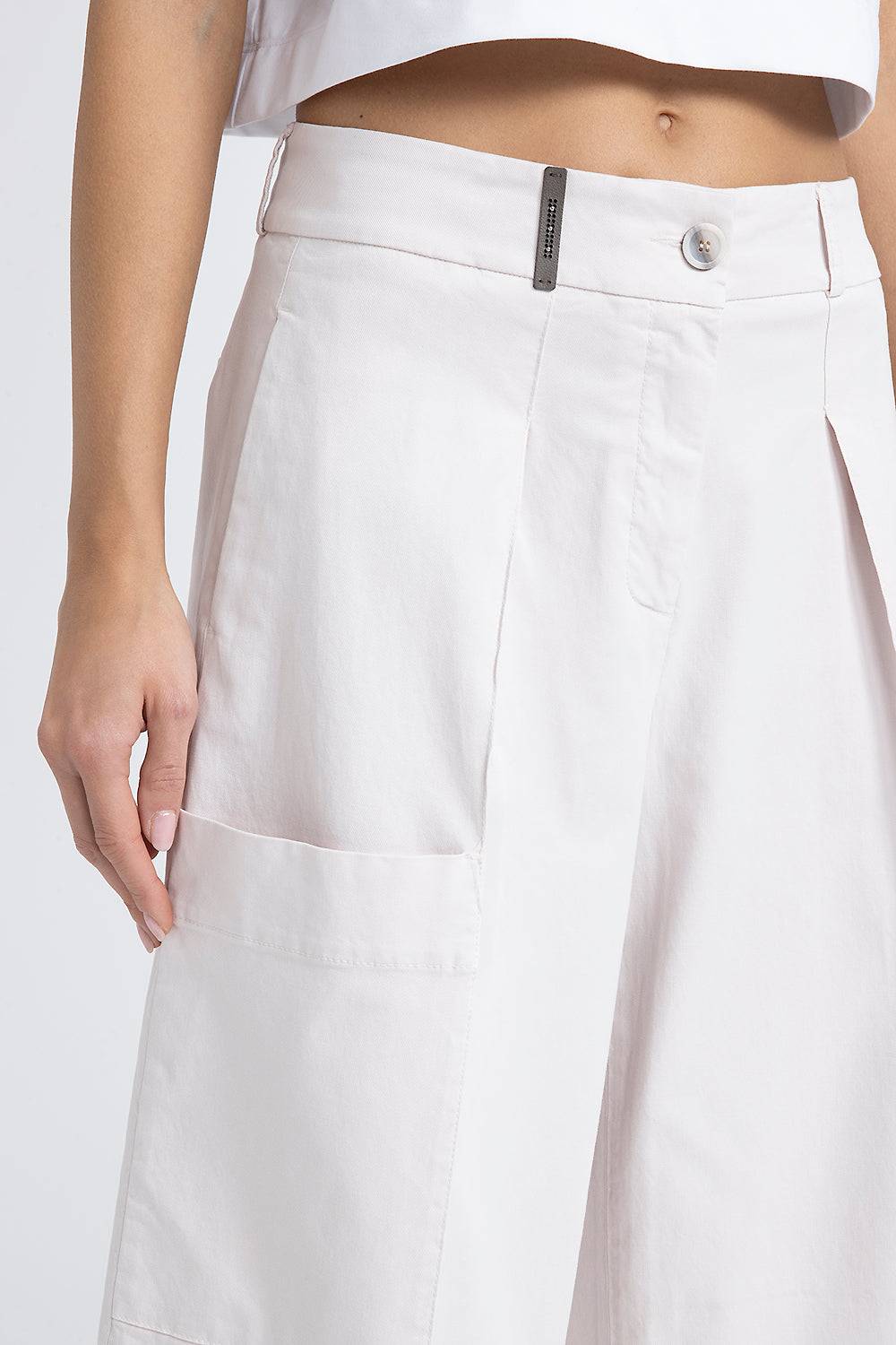 Peserico Pantalone gamba larga in gabardina di cotone seta tencel Sconto