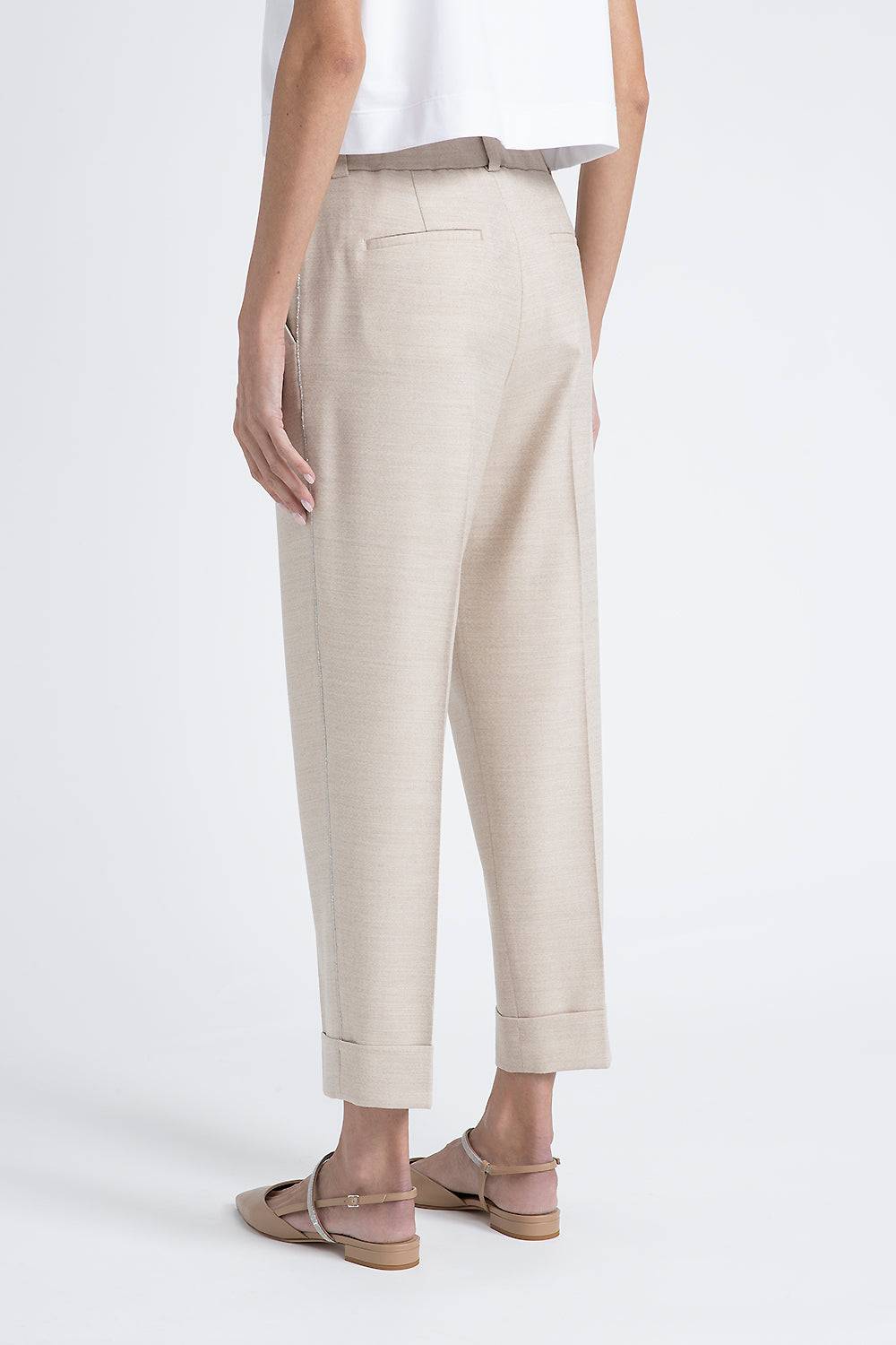 Peserico Pantalone in tela di lana jaspé comfort Loro Piana In Vendita