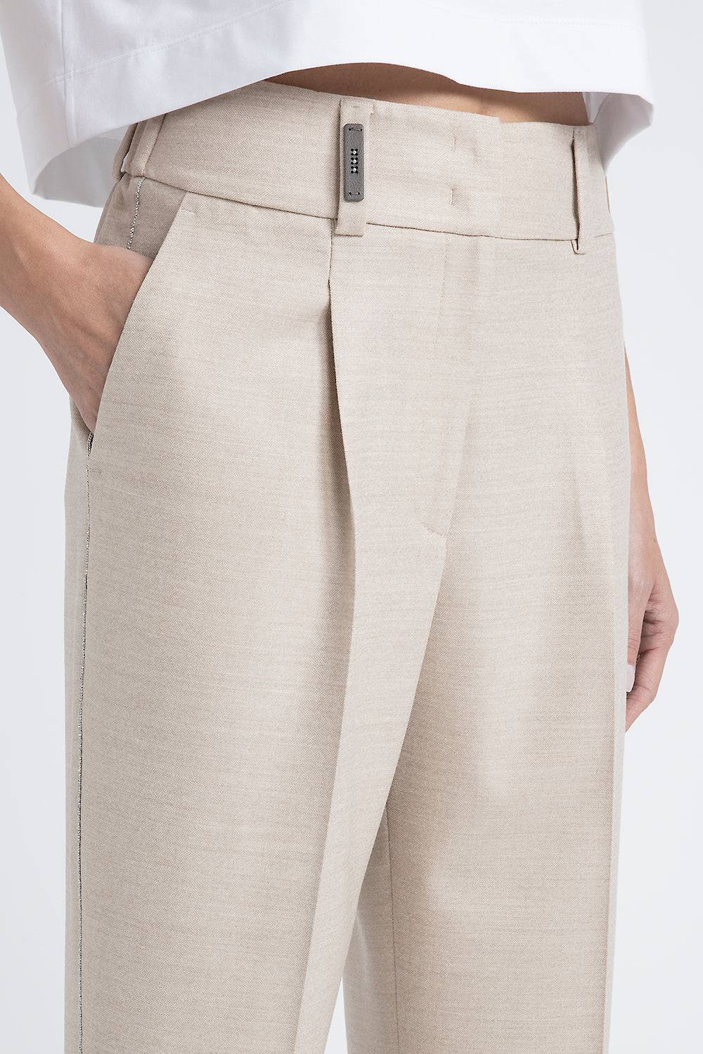 Peserico Pantalone in tela di lana jaspé comfort Loro Piana In Vendita