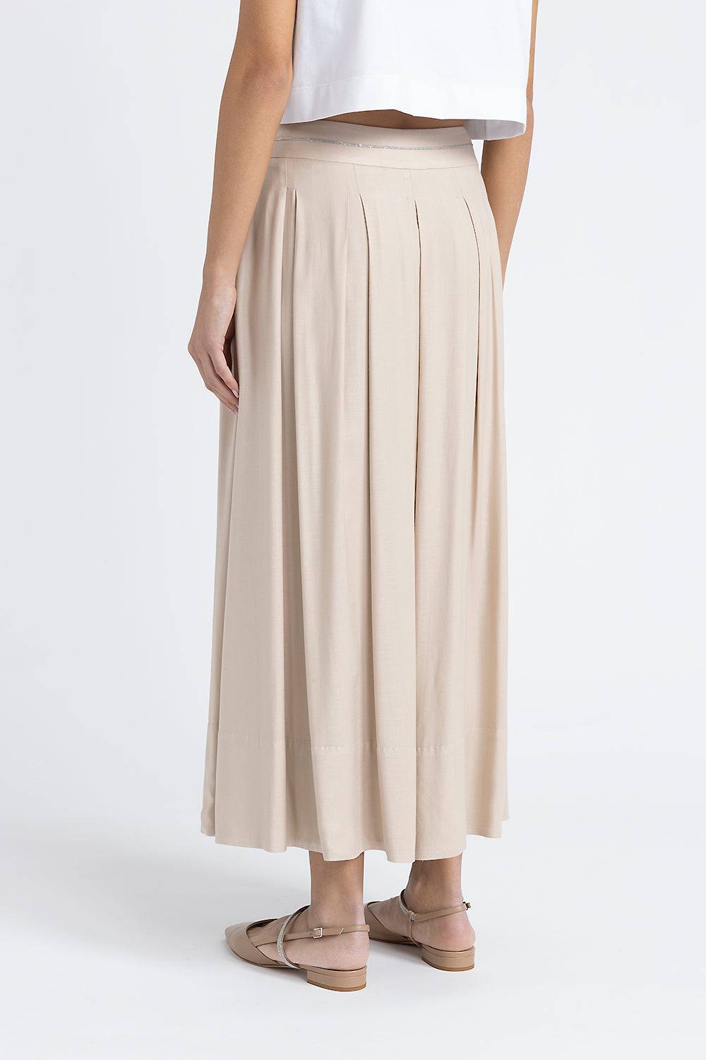 Peserico Gonna lunga a pieghe in twill di lana e viscosa Offerta natalizia