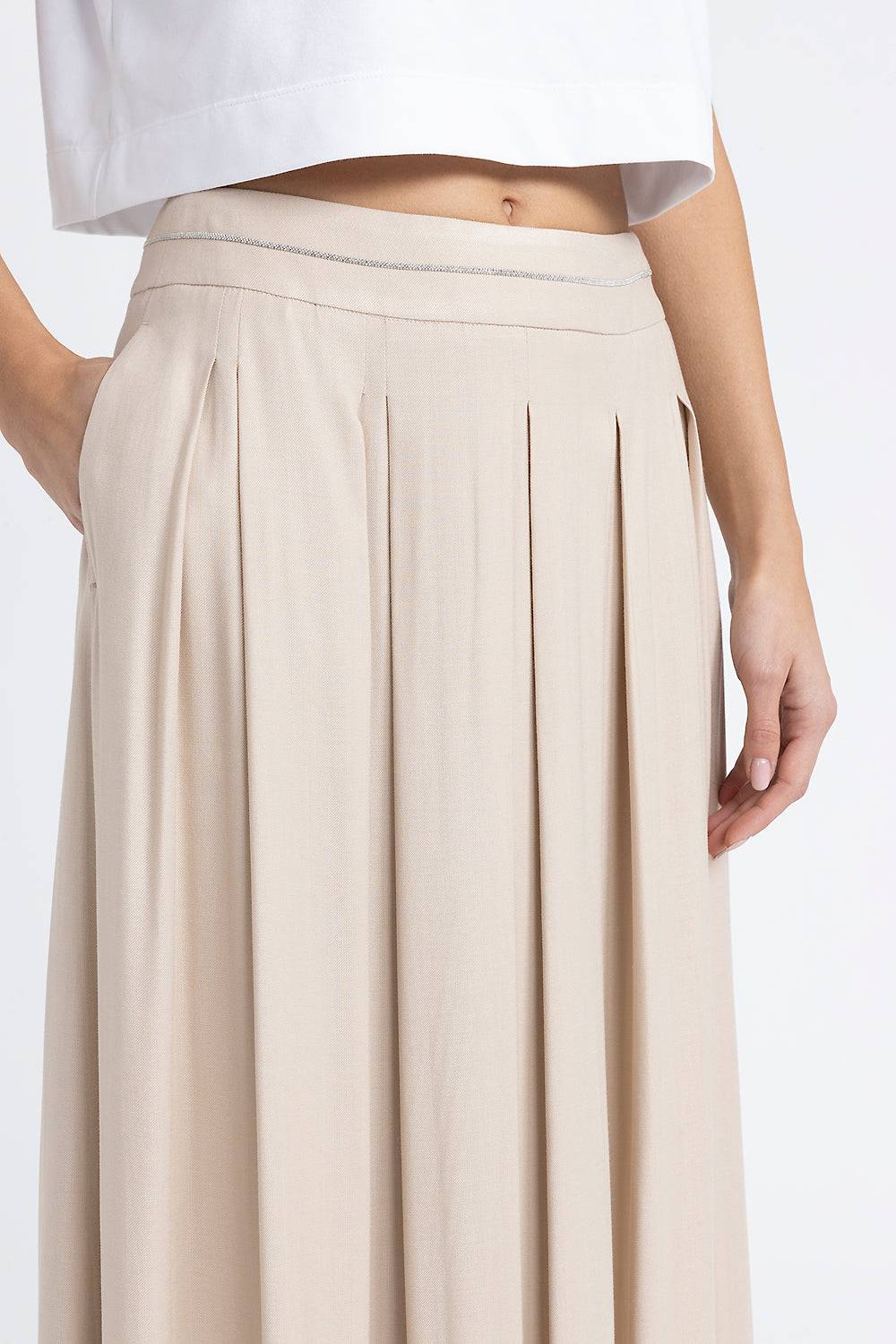 Peserico Gonna lunga a pieghe in twill di lana e viscosa Offerta natalizia