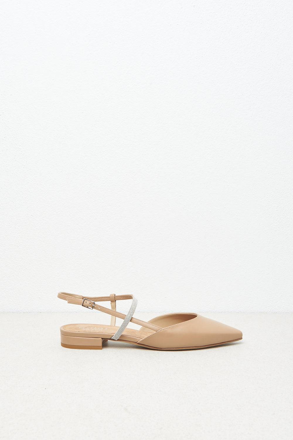 Peserico Ballerine slingback flat in pelle con Punto Luce Vendita calda
