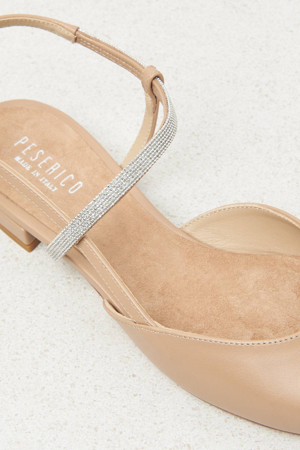 Peserico Ballerine slingback flat in pelle con Punto Luce Vendita calda