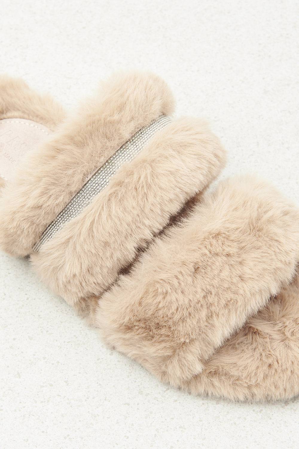 Peserico Sandalo flat in eco-pelliccia e pelle scamosciata Latest fashion