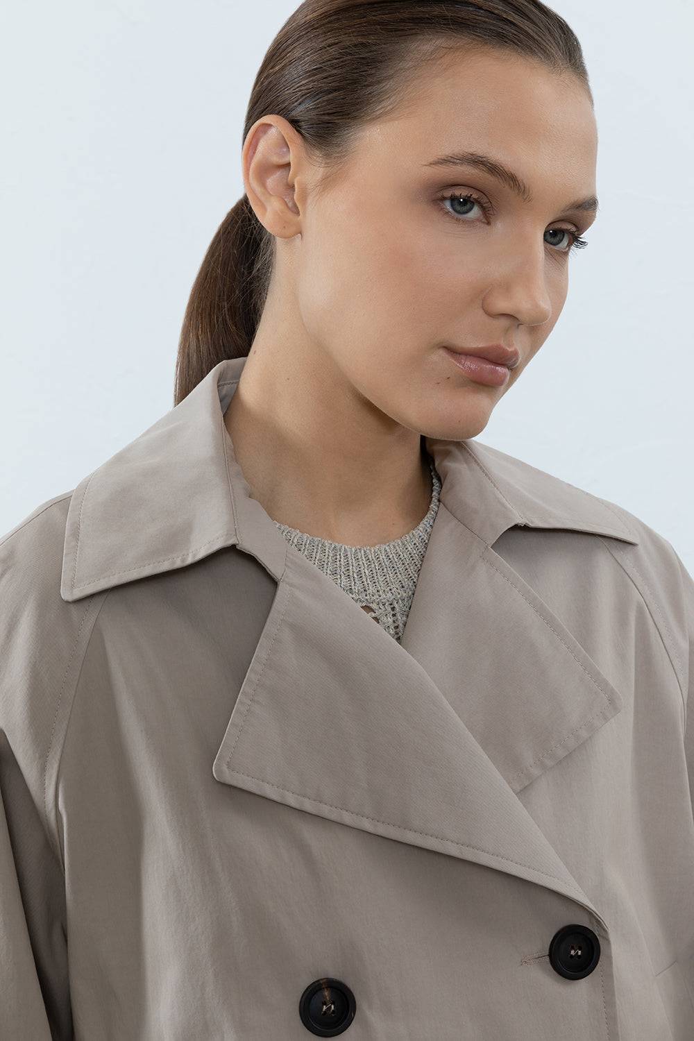 Peserico Trench corto in gabardina di cotone tecnica Online Outlet