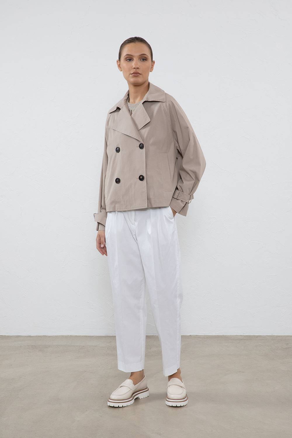 Peserico Trench corto in gabardina di cotone tecnica Online Outlet