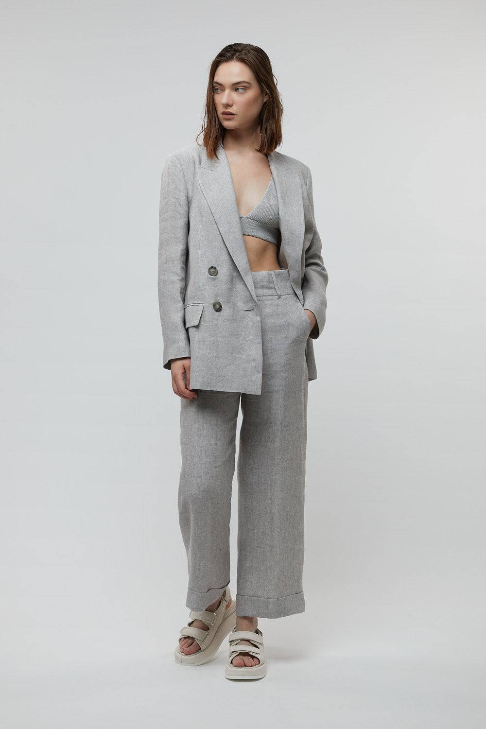 Peserico Blazer doppiopetto in puro lino Lightning offer